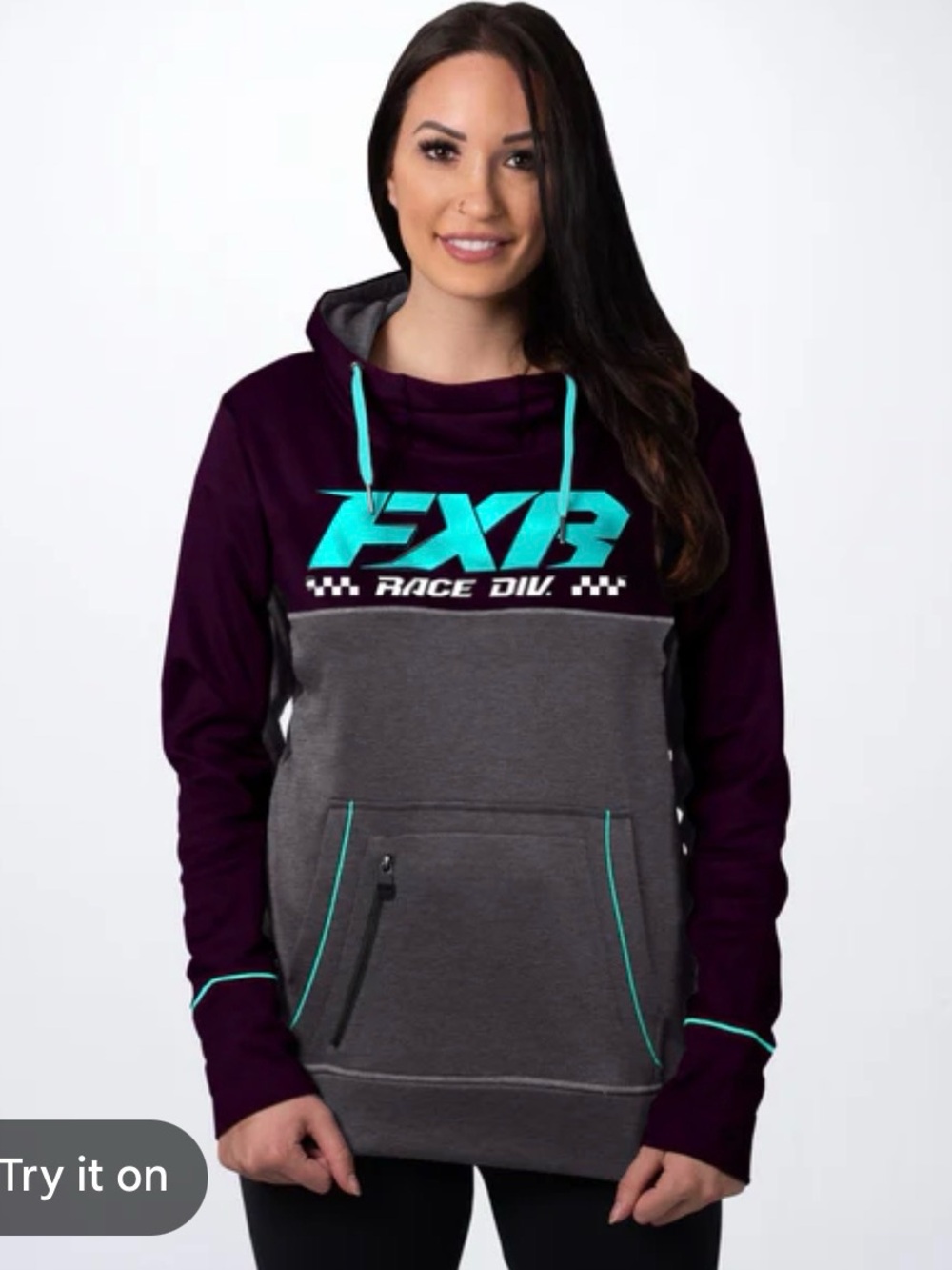 FXR Race Div. Women's Two-Tone Pullover Hoodie - Purple & Gray